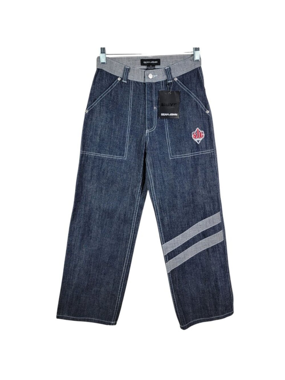 Y2K Sean John boys Baggy Carpenter Style Contrast Stitching Denim Jeans Size 10